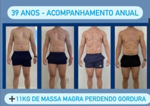 Ao longo de 1 ano de acompanhamento: ganhou 11kg de massa muscular.